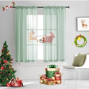 Festive Green Holiday Curtains